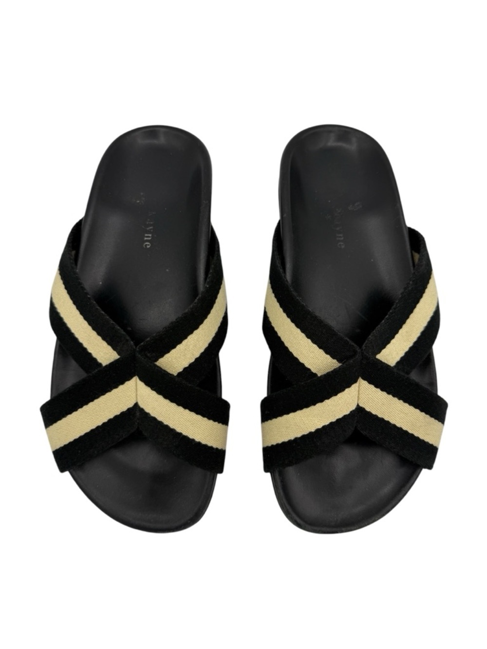 Jenni Kayne Crossover Sandals Slides 38 Black/Cream